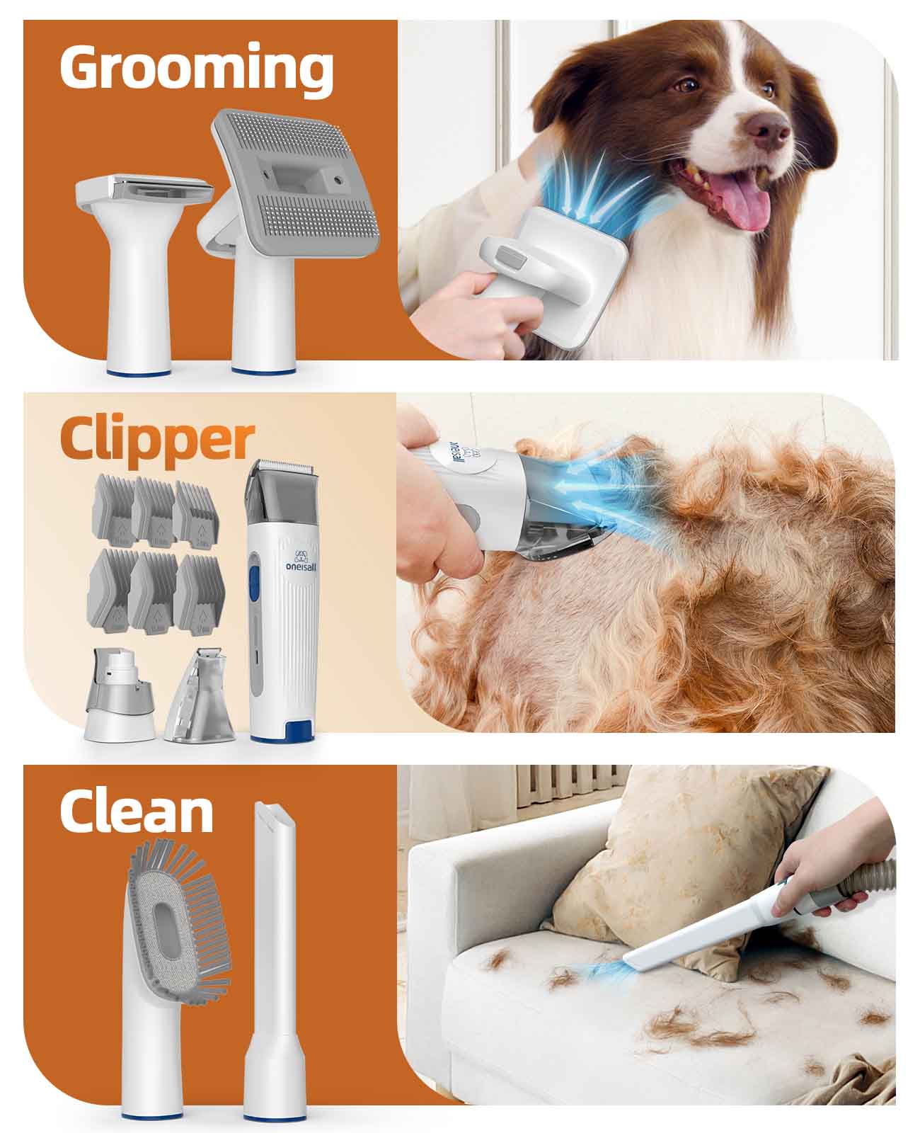 Pelilon™ - Oneisall Dog Grooming Vacuum Kit with 7 in 1